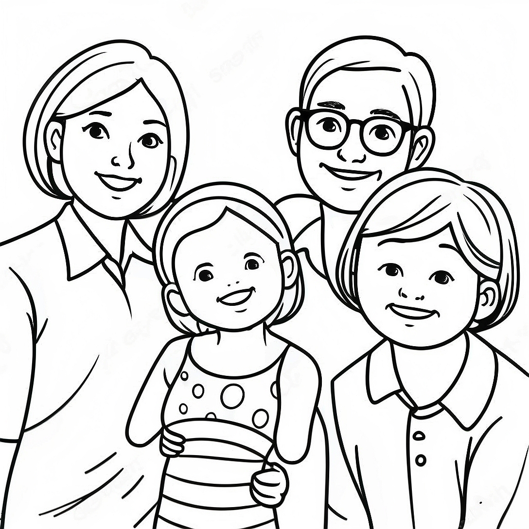 Famiglia di 5 Pagine da Colorare