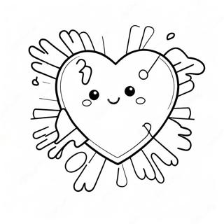 Pagina da colorare di un cuore spezzato carino con un cerotto | pagina da colorare Cuore Rotto