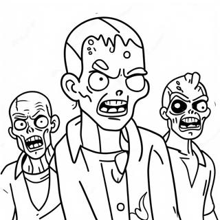 Pagina da Colorare Personaggi Zombie in Azione | pagina da colorare Zombies 3