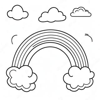 Pagina da Colorare di un Arcobaleno Colorato con Nuvole