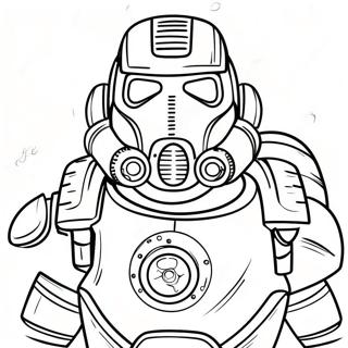 Pagina da Colorare dell'Armatura di Potere di Fallout | pagina da colorare Fallout