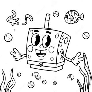 Pagina da Colorare dell'Avventura Sottomarina di SpongeBob SquarePants | pagina da colorare Nickelodeon