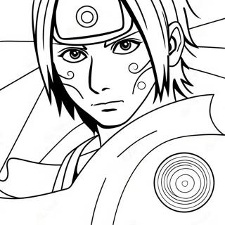 Pagina da Colorare di Itachi con Sharingan | pagina da colorare Itachi