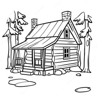 Pagina da Colorare Cabina di Legno Rustica | pagina da colorare Cabina