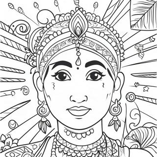 Pagina da Colorare Celebrazione Colorata del Festival Indiano | pagina da colorare India