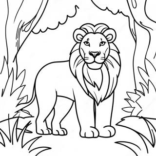 Leone Maestoso nella Giungla Pagina da Colorare | pagina da colorare Fauna Selvatica