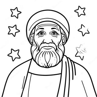 Pagina da Colorare di Abramo con Stelle | pagina da colorare Abramo
