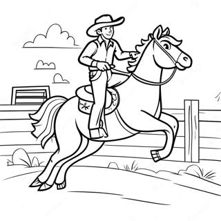 Pagina da Colorare di Cowboy che Cavalca un Bronco | pagina da colorare Rodeo
