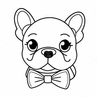 Pagina da Colorare di Frenchie Carino con Papillon | pagina da colorare Francese