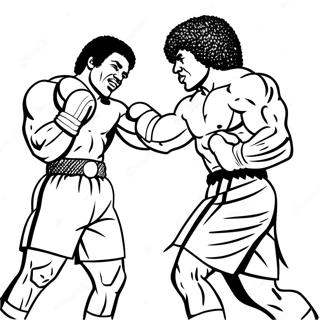 Pagina da Colorare di Rocky contro Apollo Creed | pagina da colorare Rocky