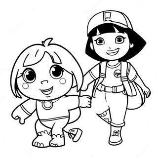 Pagina da Colorare Dora e Boots Avventurosi | pagina da colorare Dora e Boots