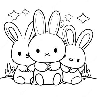 Pagina da Colorare Miffy con Amici | pagina da colorare Miffy