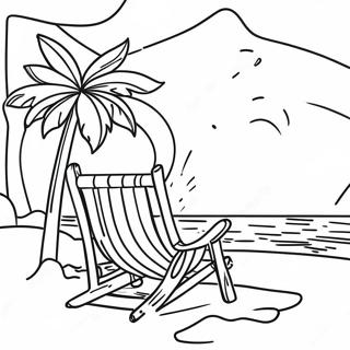 Pagina da Colorare della Scena Estiva in Spiaggia | pagina da colorare Estate