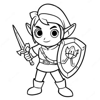 Pagina da Colorare di Link in Posizione Eroica | pagina da colorare Zelda