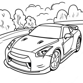 Pagina da Colorare Auto Sportiva GTR | pagina da colorare GTR