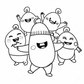 Pagina da Colorare Oddbods Divertenti che Ballano | pagina da colorare Oddbods