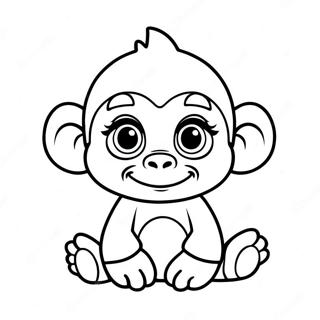 Pagina da Colorare di un Carino Cucciolo di Gorilla | pagina da colorare Gorilla