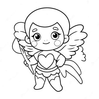 Pagina da colorare di Cupido carino con frecce a forma di cuore | pagina da colorare Cupido