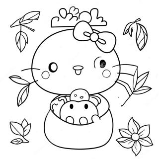 Pagina da Colorare di Hello Kitty per il Ringraziamento | pagina da colorare Hello Kitty Ringraziamento