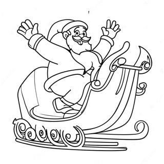 Pagina da Colorare di Babbo Natale nella Slitta Difficile | pagina da colorare Natale Difficile
