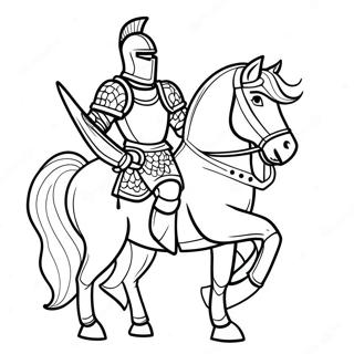 Pagina da Colorare di un Coraggioso Cavaliere in Armatura | pagina da colorare Cavaliere