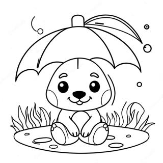 Carino Animale Sotto l'Ombrello Pagina da Colorare | pagina da colorare Ombrello