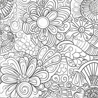 Pagina da colorare dei motivi retrò degli anni '70 | pagina da colorare Anni '70