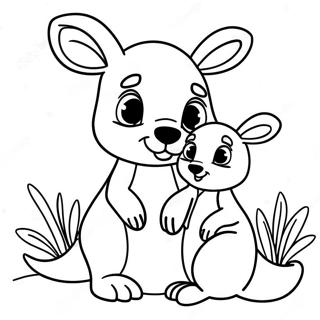 Pagina da Colorare del Canguro Carino con il Cucciolo | pagina da colorare Canguro