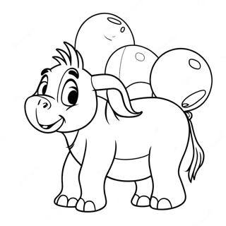 Pagina da Colorare di Eeyore con Palloncini Colorati | pagina da colorare Eeyore