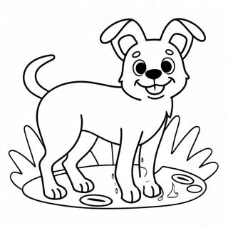 Pagina da colorare di un cane randagio giocoso | pagina da colorare Randagio