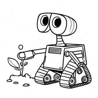 Pagina da colorare di Wall E carino con Eve | pagina da colorare Wall E