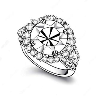 Pagina da Colorare di Anello di Diamante Scintillante | pagina da colorare Gioielli