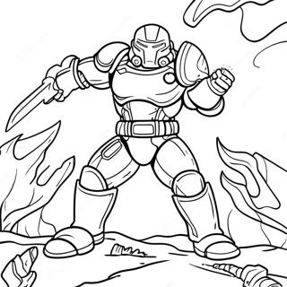Pagina da Colorare Doom Slayer che Combattendo Demoni | pagina da colorare Doom