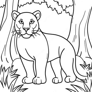 Pagina da Colorare del Maestoso Puma nel Bosco | pagina da colorare Puma