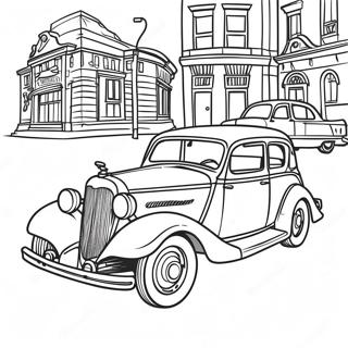 Pagina da colorare di un'auto classica vintage | pagina da colorare Auto Classiche
