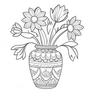 Pagina da Colorare di un Bellissimo Vaso di Fiori | pagina da colorare Vaso