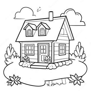 Pagina da Colorare di un Accogliente Cottage