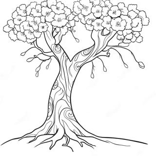 Pagina da Colorare con Albero di Fiori di Ciliegio | pagina da colorare Sakura