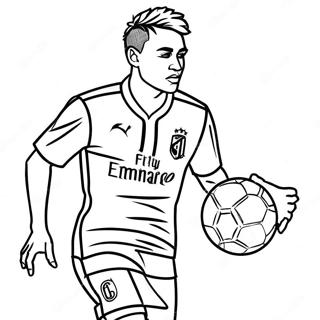 Pagina da Colorare Neymar Dribbling il Pallone | pagina da colorare Neymar