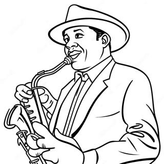Pagina da colorare di un musicista jazz | pagina da colorare Jazz