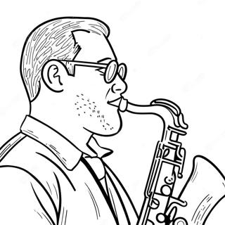 Pagina da colorare di un sassofonista che suona jazz | pagina da colorare Jazz