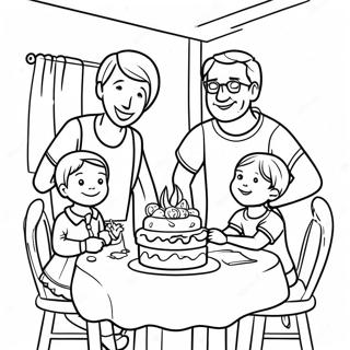 Pagina da colorare di una riunione familiare grata | pagina da colorare Grato