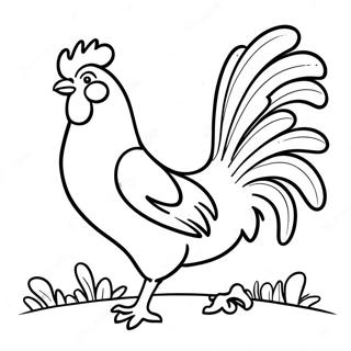 Gallo Colorato in un Cortile Pagina da Colorare | pagina da colorare Gallo