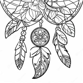 Pagina da Colorare Sogni Boho con Piume | pagina da colorare Boho