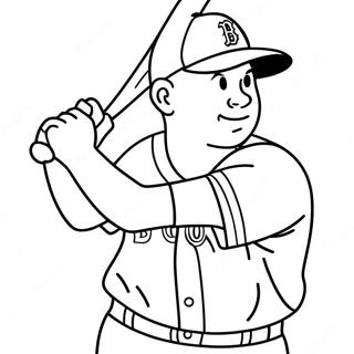 Pagina da Colorare di un Giocatore dei Boston Red Sox che Colpisce | pagina da colorare Red Sox