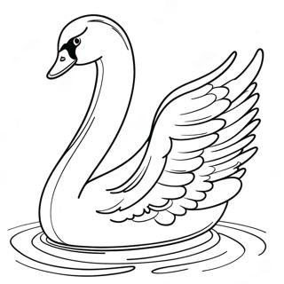 Cigno Elegante che Scivola sull'Acqua Pagina da Colorare | pagina da colorare Cigno