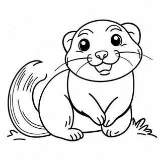 Pagina da colorare del Carino Furetto che Gioca con la Palla | pagina da colorare Furetto