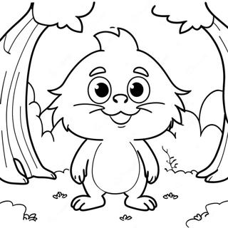 Pagina da Colorare del Carino Lorax con Alberi | pagina da colorare Lorax