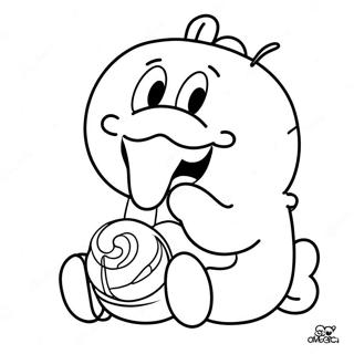 Pagina da Colorare del Carino Om Nom che Mangia Caramelle | pagina da colorare Om Nom