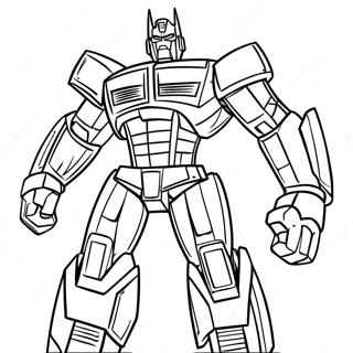 Pagina da Colorare Optimus Prime in Posizione Eroica | pagina da colorare Trasformatore